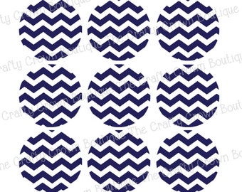 Marineblauwe Chevron cirkels ~ INSTANT DOWNLOAD 4 x 6 digitale 1" Inch fles Cap afbeelding digitale Collage Sheet ~ CCB