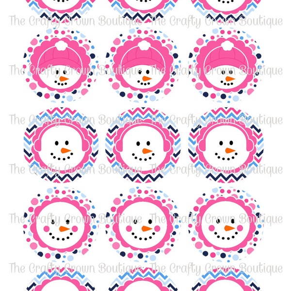 Snowman Faces ~ INSTANT DOWNLOAD 4x6 Digital 1" Inch Bottle Cap Image Digital Collage Sheet ~ CCB