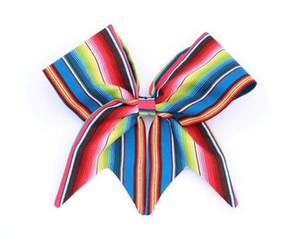 Serape JUMBO Fabric Cotton Cheer Bow - Serape Cheer Bow - Cinco De Mayo Jumbow Bow - Mexican Fiesta Jumbo Bow