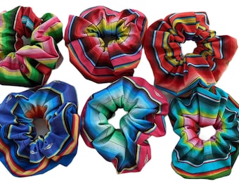 Coleteros de algodón Serape: Gomas para el cabello estilo fiesta mexicana