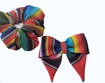 Mexican Serape Scrunchies- Bullet Serape Scrunchies- Bullet Birthday Favor Scrunchies- Bullet Hair Tie Scrunchies