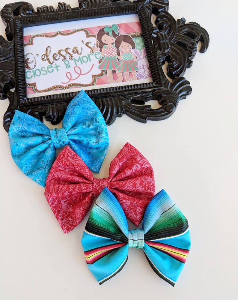 Serape Birthday Bow Serape Girls Bows Serape Fiesta Bow Serape Bow Solid Cotton Bow Serape Cotton Bow Toddler Serape Bow Fiesta Bow