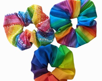 Rainbow Scrunchies: Big Bun Cotton Hair Tie