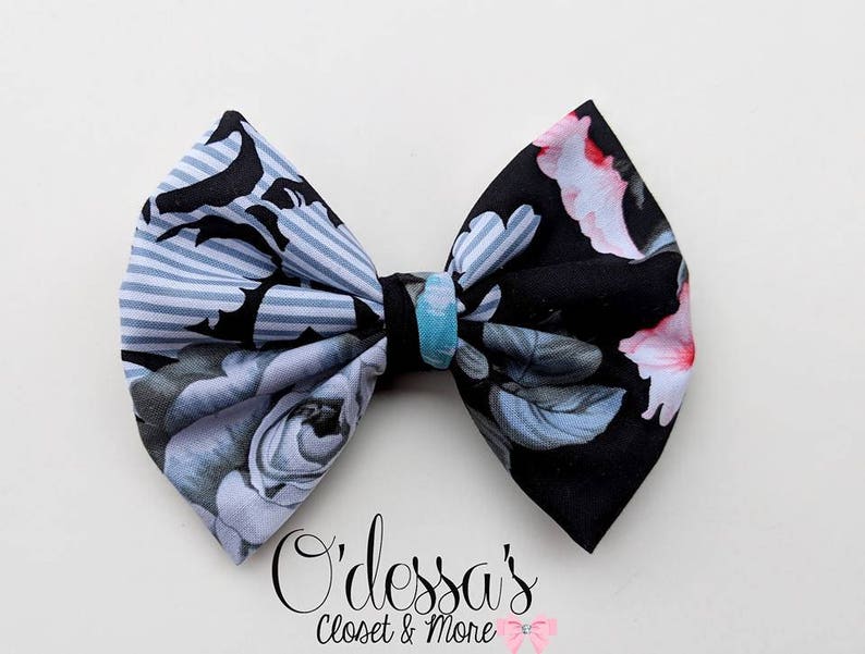 Floral Bow Girls Bow Toddler Cotton Bow Floral Cotton Bow Infant Cotton Bow Cotton Headband Bow Solid Cotton Bow Toddler Headband Bow