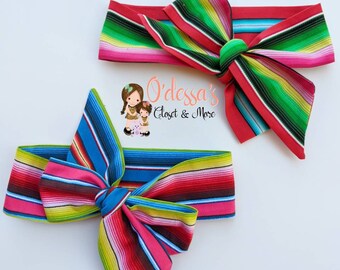 Serape Headwrap: Fiesta Baby Bow, Top Knot Tie