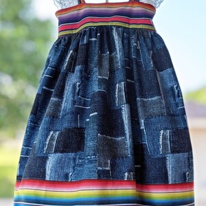 Handmade Serape Denim Dress: Mexican Fiesta Party Outfit