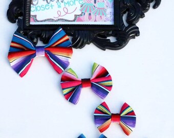 Serape Fiesta Bow: Baby Girl Cotton Hair Bow