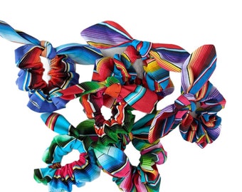 Handmade Serape Cotton Scrunchies: Mexican Fiesta Hair Ties