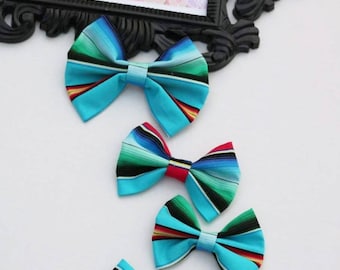 Fiesta Blue Serape Bow: Cinco De Mayo Hair Bow