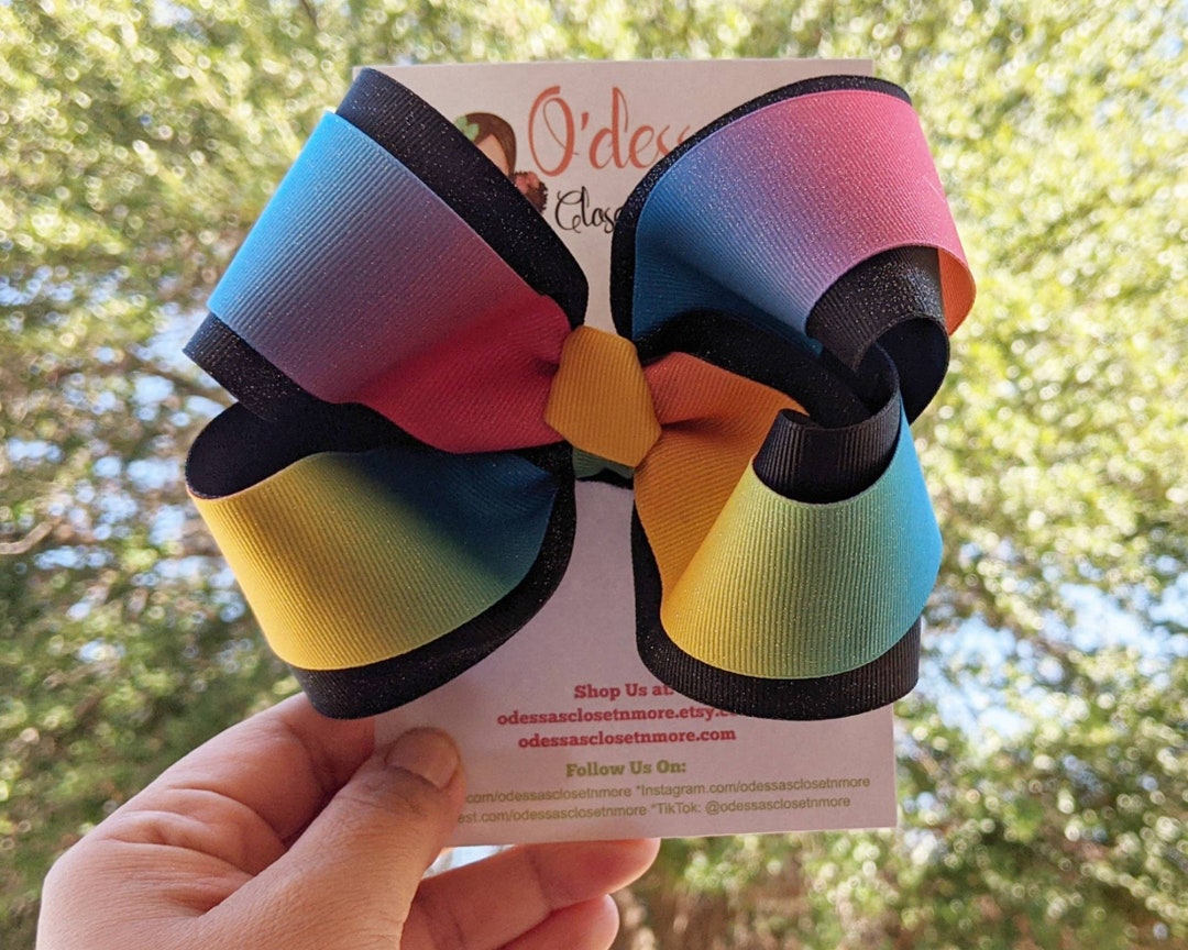 Rainbow Girls Bow Rainbow Jumbo Bow Boutique Rainbow Big Bow Grosgrain