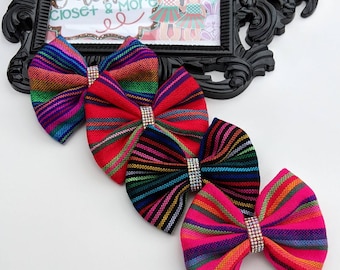 Serape Bow -  Serape Girls Bows - Mexican Fiesta Bow - Serape Fiesta Bow - Serape Birthday Bow  - Cinco De Mayo Bow - Rainbow Bow