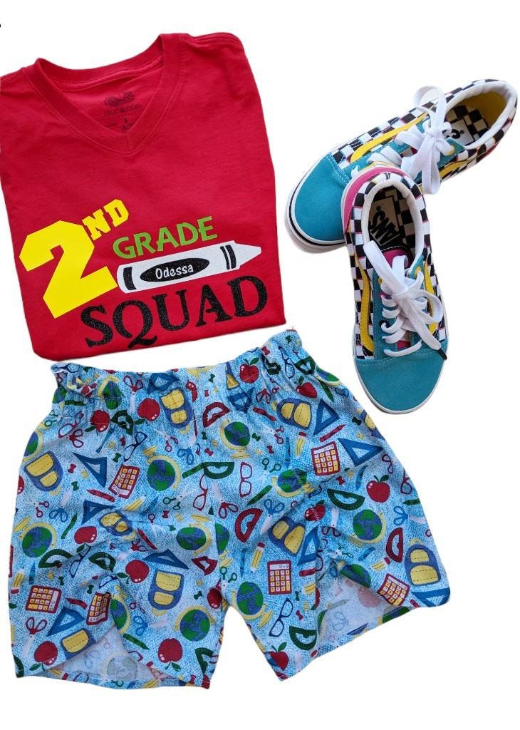 Back to School Girls Shorts Supplies Print School Short B2S Etsy