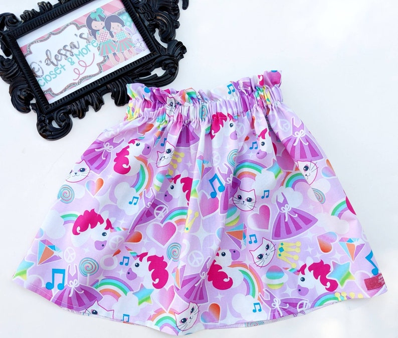 Unicorns Rainbow Girls Skirt Birthday Unicorns & Cats Skirt - Etsy