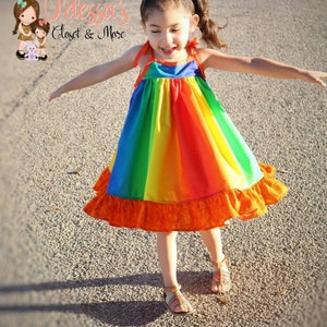 Rainbow Girls Dress - Rainbow Ruffle Dress - Rainbow Party Girls Dress - Rainbow Twirly Dress