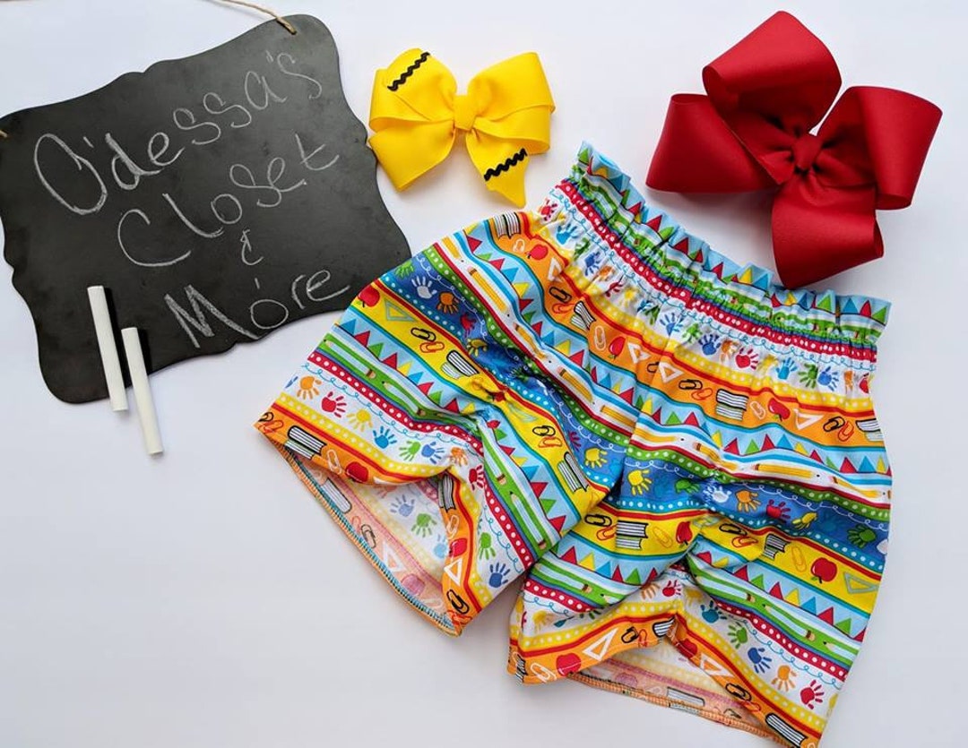 Back to School Short B2S Girls Shorts School Supplies Girl Etsy