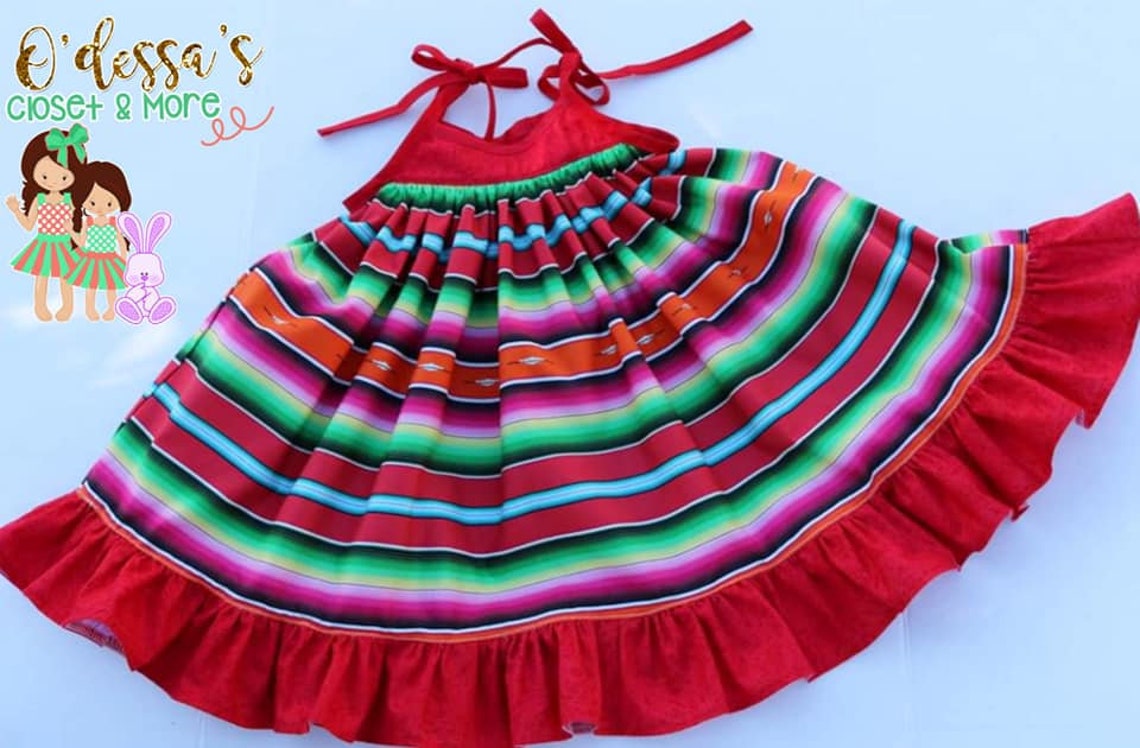 Serape Girls Fiesta Dress Serape Twirly Dress Fiesta Party | Etsy