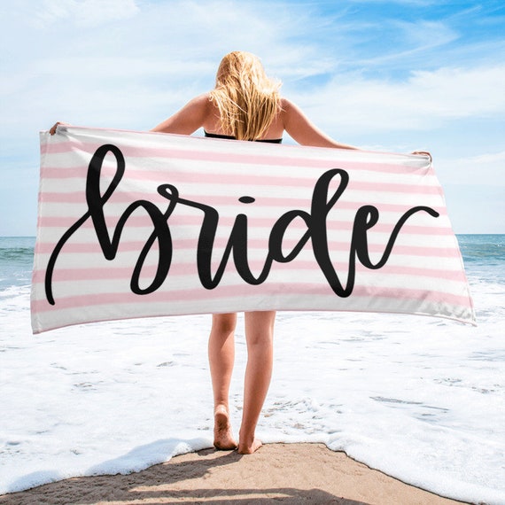 Bride Beach Towel Bride To Be Bridal Shower Gift Custom Towel Etsy