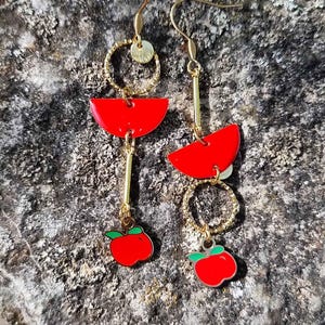 Asymmetrical Apple Drop Earrings
