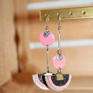 Asymmetrical pink fantasy earrings