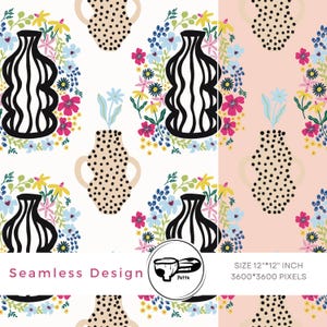 Keramik och blommigt sömlöst upprepande mönster, pastellblommigt sömlöst mönster, digital fil för kommersiellt bruk
