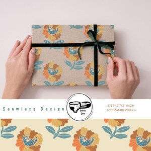Vintage Cat Flower Seamless Pattern: Boho Nursery Paper (Digital Download)