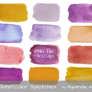 Watercolor splotches - Watercolor Brush Strokes - Watercolor clipart  - Scrapbook Clipart -Instant Download - PNG file - Red - Violet - Pink