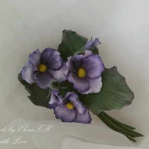 Flower Brooch Pansy Silk Brooch, Boutonniere, Silk Jewelry, Flower Headband, Handmade Brooch Pin, Wedding Flower Brooch, Ready to Ship