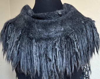 Felted Alpaca Scarf, Felt Kerchief, Suri Alpaca Scarves, Handmade Wool Scarf, Women Felt Wrap Natural Color Eco Friendly Scarf Made to Order