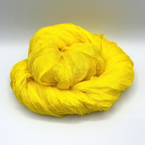 Hand Dyed Silk, Margilan Scrim 2,7 yards, Silk Scarf, Yellow Natural Silk, Not Hemmed Nuno Felt Craft Supplies Felting Scarf, Ready to Ship
