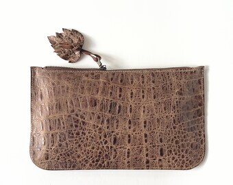 Pochette en cuir, sac à main tout usage tout usage, pochette en relief crocodile, sac fait main, sac à main pour femme, sac de soirée, sur commande