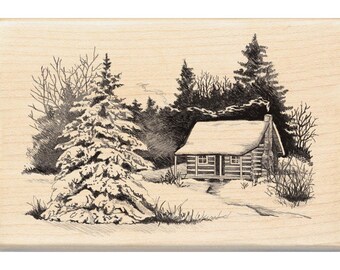 Old Log Cabin Scenic Stamps Mountain Cabin Mountains Unmounted Rubber Stamps