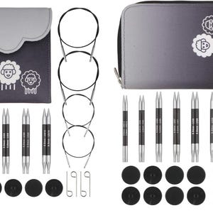 KnitPro Karbonz Interchangeable Needle Set 4&quot;(10cm)- Deluxe, Midi