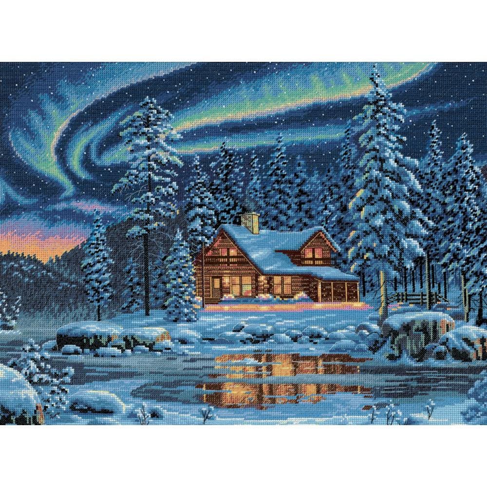 Dimensions Gold Collection Counted Cross Stitch Kit- Aurora Cabin