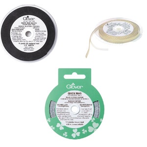 Clover Quick Bias Fusible Bias Tape 1/4&quot;X11yd - Silver, Black, Gold