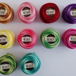 DMC Pearl Cotton Ball Size 8, 87yd, Color#61, 62, 75, 102, 104, 112, 114, 116, 122, 123