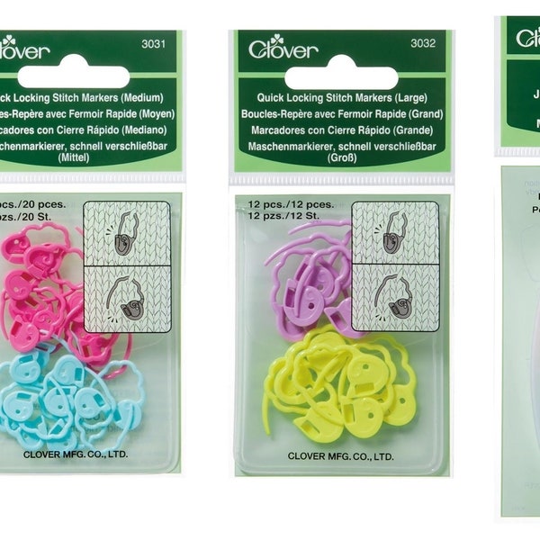 Clover Quick Locking Stitch Markers- Small, Medium, Large or Set