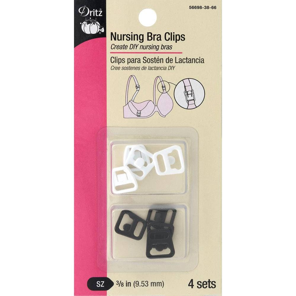 Dritz Nursing Bra Clips White & Black 3/8, 4/sets 