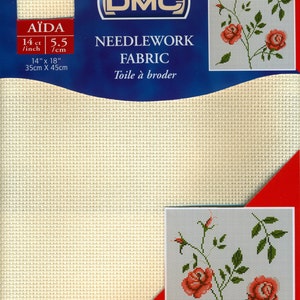 DMC Aida Needlework Fabric 14 Count 14&quot;X18&quot; Ecru, #DC27U-ECRU