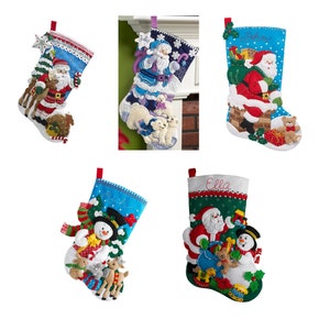 Bucilla 18&quot; Felt Stocking Kit- Nordic Santa, Arctic Santa, Down The Chimney, Forest Friends, Santa & Snowman