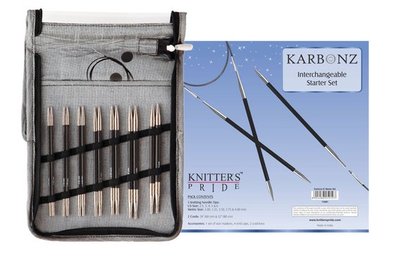 Knitter's Pride Karbonz Interchangeable Circular Knitting Needle Starter  Set 5 Pairs 110601 