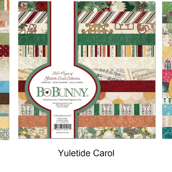 Bo Bunny Single-Side Paper Pad- World Traveler, Yuletide Carol, Noël dans le village 6 » x 6 » 36/Pkg