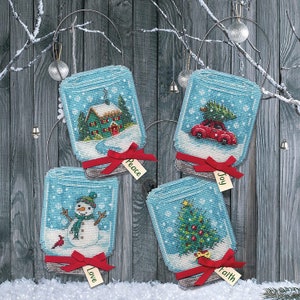 Dimensions Counted Cross Stitch Kit - Christmas Jar Ornaments