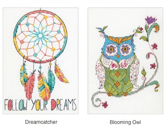 Abmessungen gezählt Cross Stitch Kit - Dreamcatcher (70-65158), blühende Eule (70-65163)