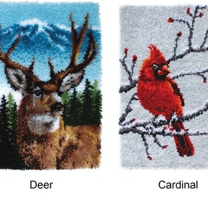 WonderArt Classic Latch Hook Kit - Deer,  Cardinal 20" X 30"