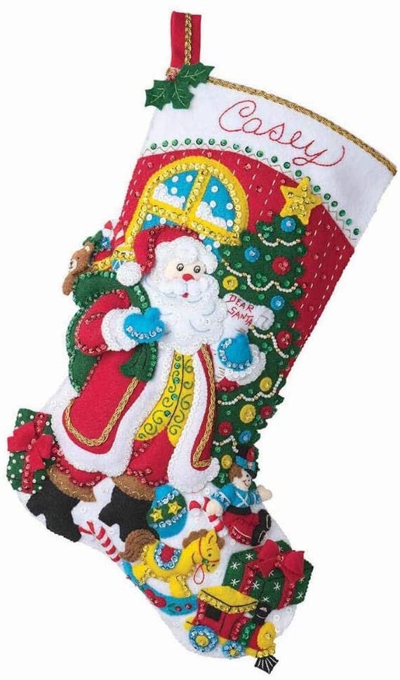Bucilla Filz-Strumpf Stick-Set „Night Before Christmas“ – 45,7 Cm, Inkl. Material & Anleitung