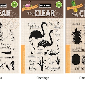 Hero Arts Color Layering Clear Stamps 4"x6" - Sjöhäst, Flamingo, Ananas