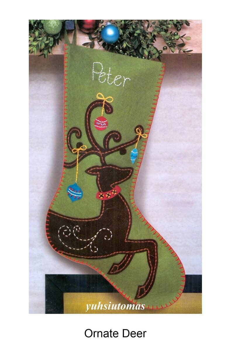 Dimensions Felt Applique Kit Ornate Deer Festive Tree Etsy