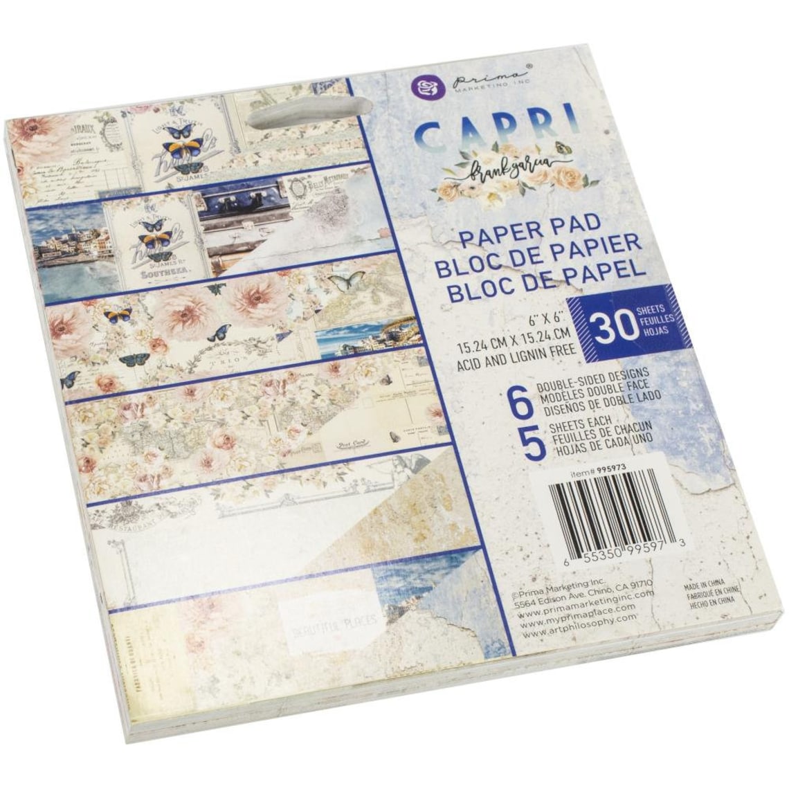 Prima Marketing Golden Coast 12x12 Paper Pad - 24 Sheets, Double-Sided With Foil Details, Scrapbooking & Crafts