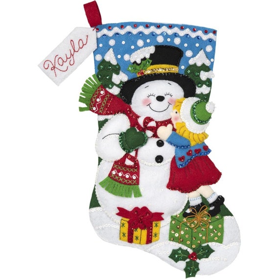 Bucilla 18 Felt Christmas Stocking Kit - Festive Sweater Snowman