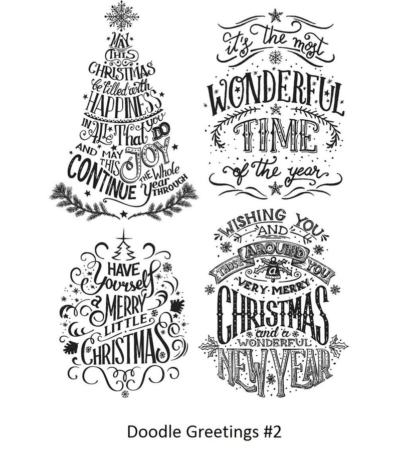 Stampers Anonymous Tim Holtz Cling Stamps Doodle Greetings #2 Doodle Greetings #1 Festive Sketch Scribble Woodland